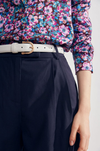 Pantalon bleu nuit à pinces-SUNCOO
