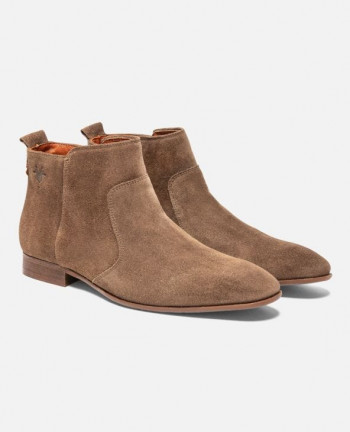 Boots croûte velours Taupe Homme