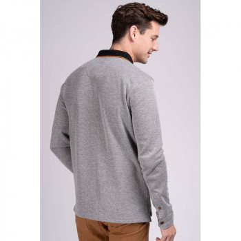 Polo homme manches longues gris clair