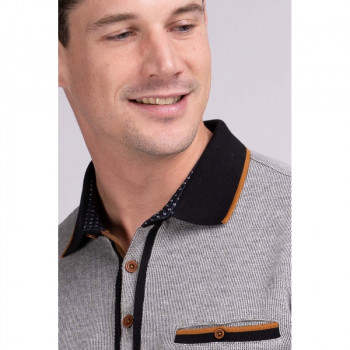 Polo homme manches longues gris clair