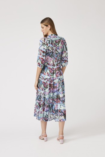 Robe chemise imprimé fleuri géométrique  SUNCOO-Boutique Caprices