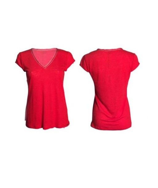 Tee-shirt femme maille lin rouge-MALOKA