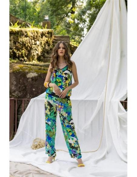 Pantalon femme fluide imprimé tropiques-MALOKA