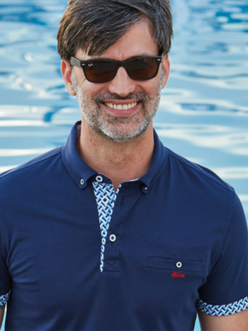 Polo homme manches courtes bleu marine