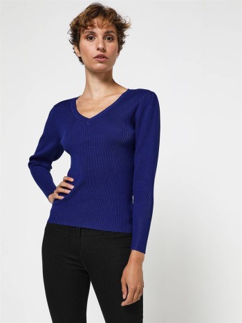 Pull col V femme