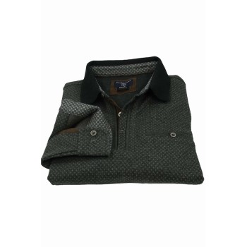Polo homme manches longues navy