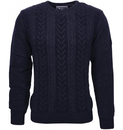 Pull homme torsadé bleu marine