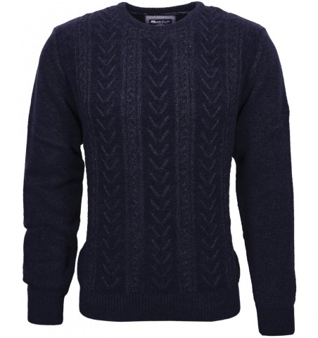 Pull homme torsadé bleu marine