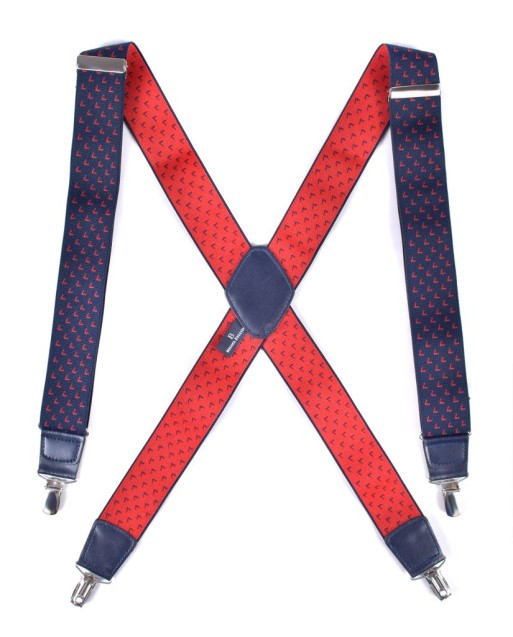 Bretelles pour homme marines avec motifs rouge Bretelles pour homme marines avec motifs rouge