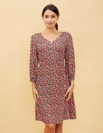 LA FIANCEE Robe fluide ajustée col boutons Ayanna