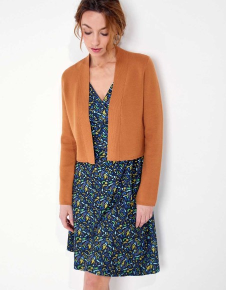 Gilet court femme camel