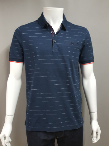 MONTE CARLO Polo jersey marine fines rayures
