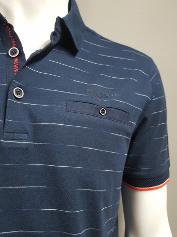 MONTE CARLO Polo jersey marine fines rayures