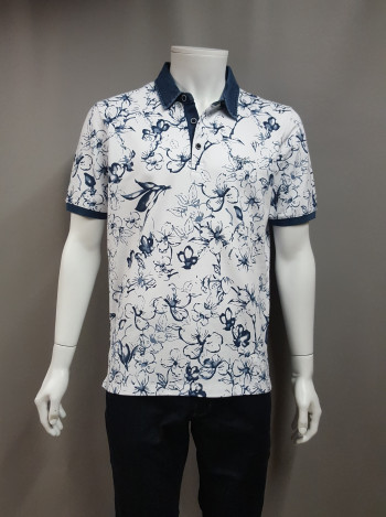 MONTE CARLO Polo blanc fantaisie maille piquée