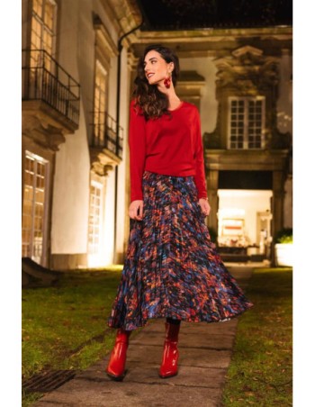 T-shirt col v rouge bordeaux femme