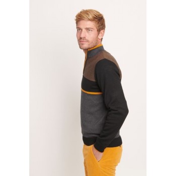 Pull col zip homme