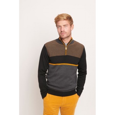 Pull col zip homme