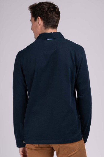 Polo homme manches longues bleu marine