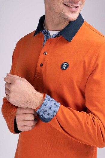 Polo homme manches longues orange