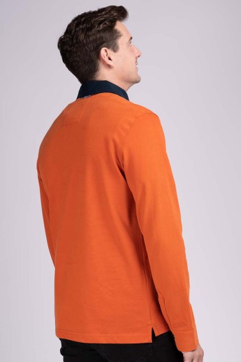Polo homme manches longues orange