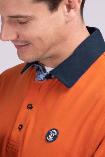 Polo homme manches longues orange