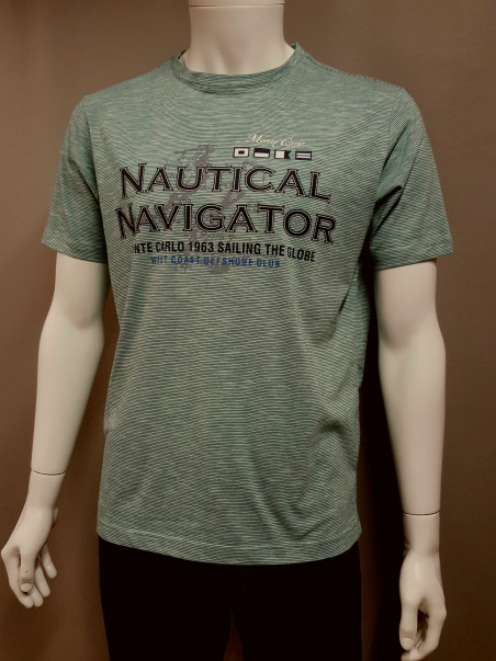 Tee-shirt vert menthe fantaisie fines rayures Monte Carlo