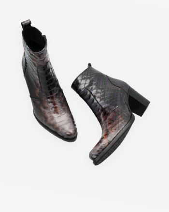 BOTTINES ECAILLES FEMME MARRON-REGARD