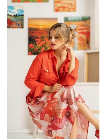 Jupe plissée imprimé rouge femme Paul Brial