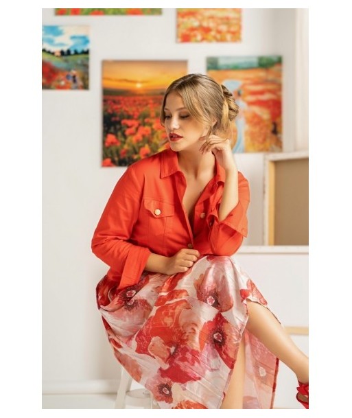 Jupe plissée imprimé rouge femme Paul Brial Jupe plissée imprimé rouge femme Paul Brial
