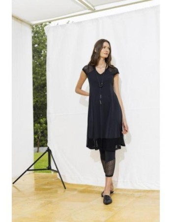 Robe noire manche courte femme