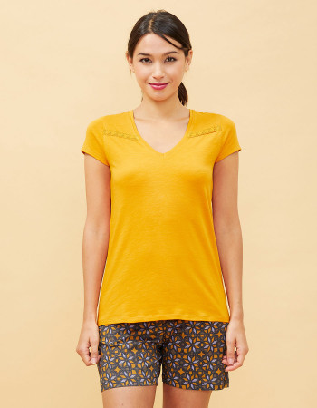 Tee-shirt femme Daktari tournesol encolure V -La Fiancée