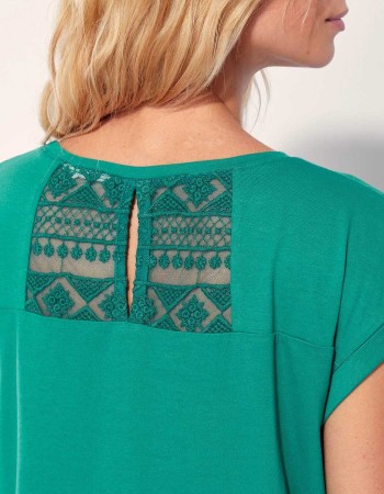 Dos du Tee-shirt manches courtes vert femme Cébane -La Fiancée