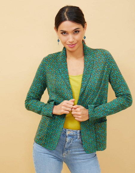 LA FIANCEE Veste fluide Cheka imprimé nemba réglisse