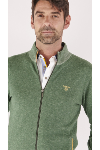 Gilet zippé vert homme