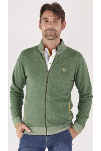 Gilet zippé vert homme