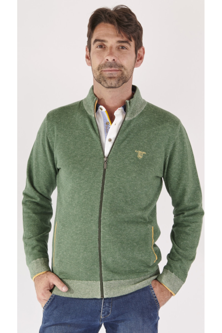 Gilet zippé vert homme