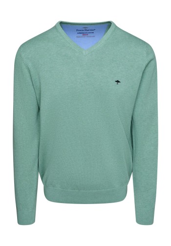 Pull vert homme col v