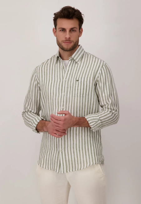 Chemise verte à rayures homme