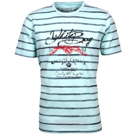 T-shirt homme col rond imprimé vert bleu