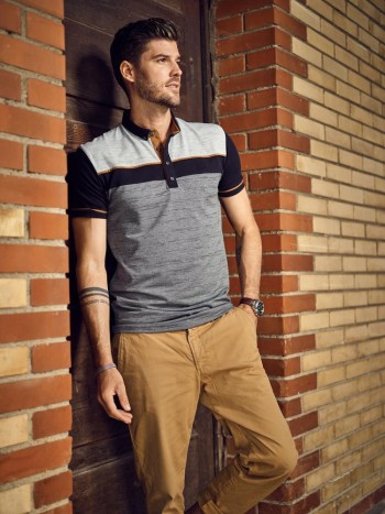 Polo homme homme gris et noir - MONTE CARLO