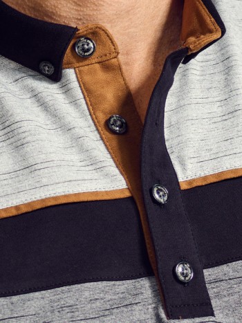 Polo homme homme gris et noir - MONTE CARLO