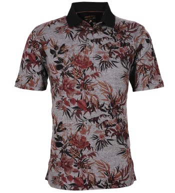 Polo rouge homme imprimé fleur