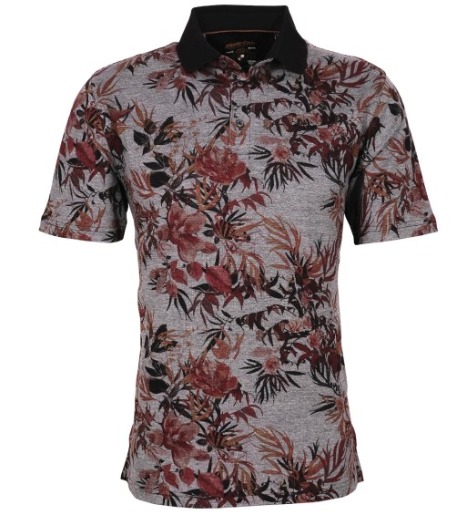 Polo rouge homme imprimé fleur Polo rouge homme imprimé fleur