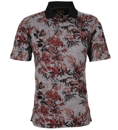 Polo rouge homme imprimé fleur