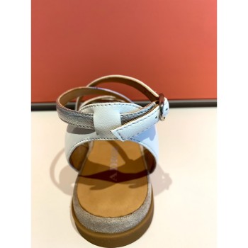 ADIGE Sandales plates femme cuir blanc et argent