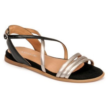 Sandales plates noires et argent