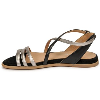 ADIGE Sandales plates femme cuir noir et argent