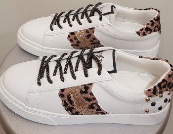Sneakers femme doré motif léopard - CL11 Sneakers