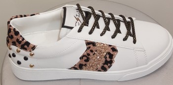 Sneakers femme doré motif léopard - CL11 Sneakers