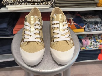 Sneakers beige femme imprimé fleurs